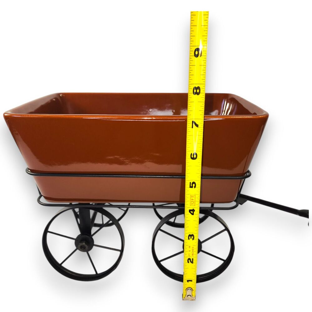 LTD Salad Bowl-Garden-Décor Wagon-Ceramic Brown with Shovel & Fork - Picture 5 of 11